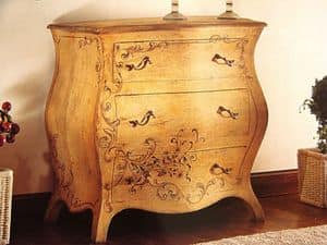 Art. 902, Patinated chest of drawers with decorations, classic style