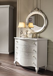 Brigitte bedroom drawers, Dresser and bedside table with fine handcrafted decorations