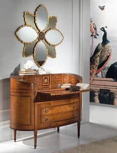C129 Ellittico chest of drawers, Classic luxury Dresser, elliptical, with desk