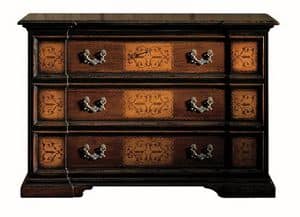 Careggine ME.0752, Chest of drawers in walnut with floral and geometric inlays