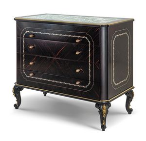 Chest of drawers 25-1062, Ebony wood chest of drawers, with marble top