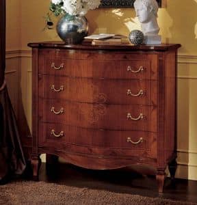 Da Vinci chest of drawers, Walnut dresser in classic luxury style