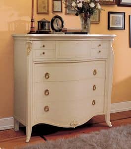 Elite chest of drawers lacquered, Dresser in classic luxury style, gold leaf details