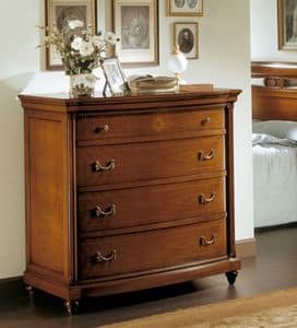 Esedra chest of drawers, Handmade dresser in walnut, wax finish