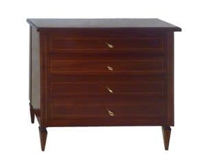 Goldsmith, Chest of drawers in solid mahogany, hand carved
