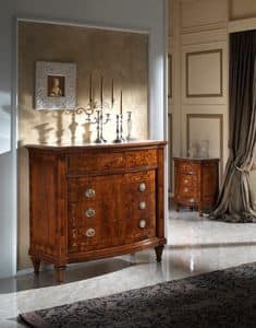 M 712, Walnut chest of drawers with marble top Botticino