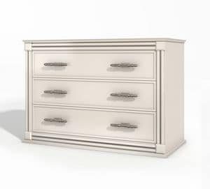 Montecarlo chest of drawers, Chest of drawers in white finish, with a clean design