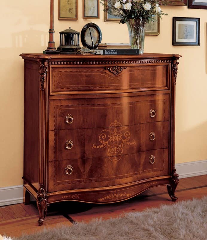 Naviglio chest of drawers, Handmade chest of drawers in classic style for villas