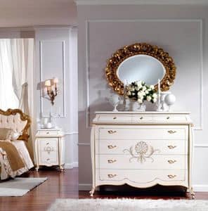OLIMPIA B / Ivory lacquered chest of drawers, Wooden chest of drawers, classic style, for luxury hotel