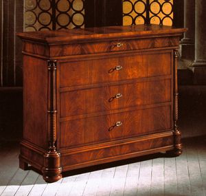 Ottocento chest of drawers, Classic style chest of drawers, with handmade carvings