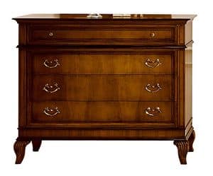 Saint L�ons VS.1056, Chest of drawers in walnut with 4 drawers for hotel rooms