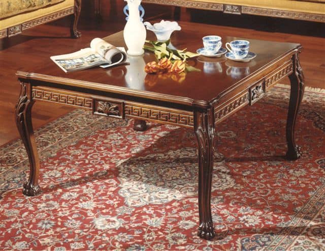 3175 TAVOLINO, Coffee table with square top in carved wood, classic style