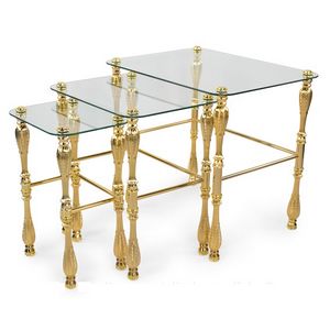 918, Brass coffee tables, with glass top