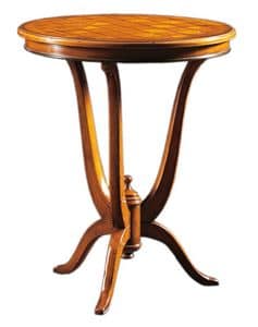 Adriano FA.0113, Dec table with round top in inlaid wood
