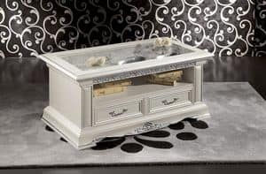 Art. 1729 Vivaldi, Classic center hall table with 2 drawers and glass top