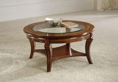 Round Wooden Coffee Table Handmade, Traditional Round Lamp Tables