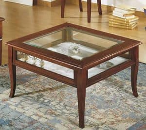 Art. 214 LOW TABLE, Table for center room with glass case, in classic style