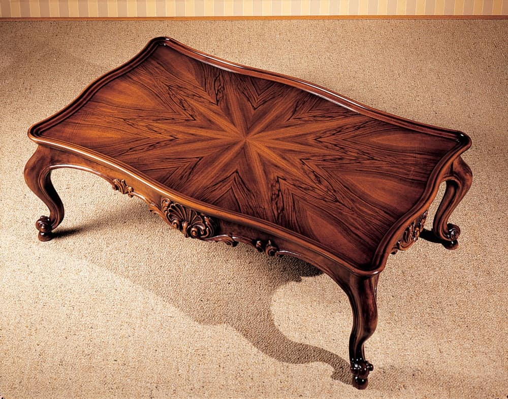 Art. 222/R, Coffee table with inlaid top, classic style, for luxury villas
