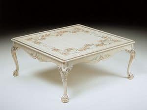 Art. 320/WD, Luxury square coffee table, hand decorated, living room