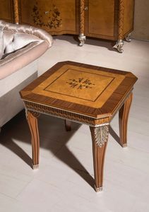 Art. 4013, Classic coffee table, square, in wood and briarwood