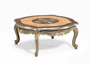 Art. 753, Coffee table carved and inlaid by hand, in classic style