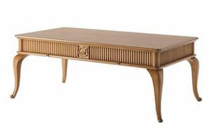 Art. CA123, Wooden coffee table, for classic sitting room, hand carved