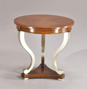 BOSTON coffee table 8449T, Round table hand crafted, in beech, for living room