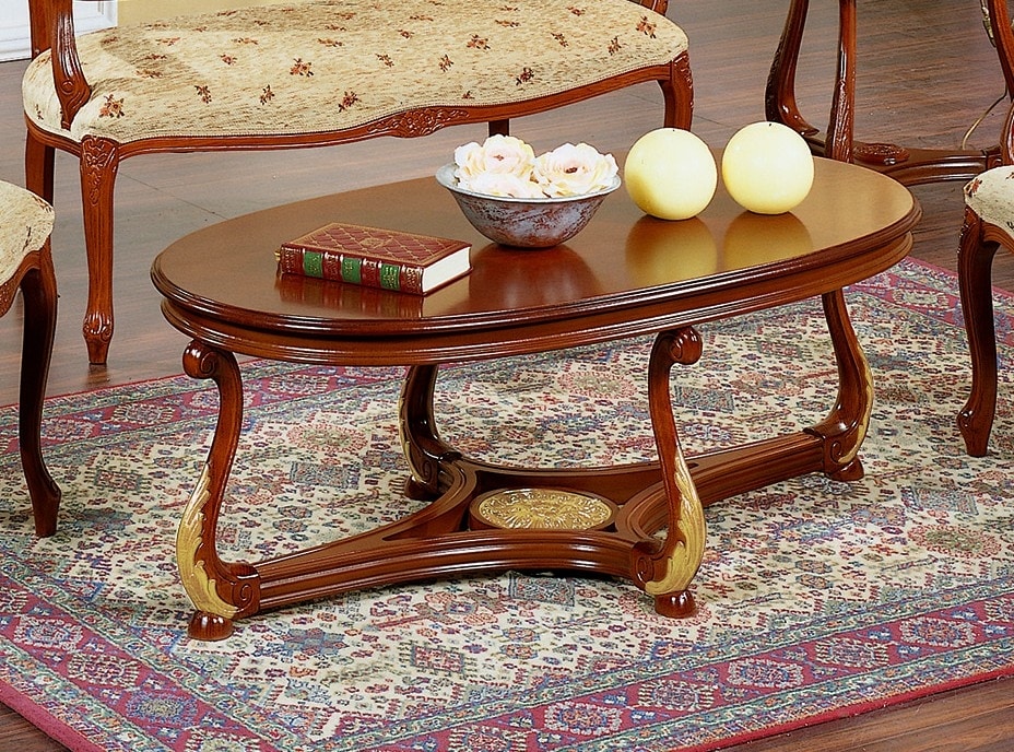 Brianza coffee table oval wood top, Oval coffee table