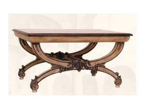 Coffe Table art. 308, Coffee table with hand-carved wooden top
