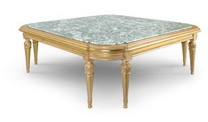 Coffee table 4973, Classic style coffee table, with marble top, carved base
