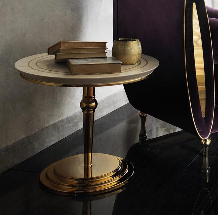 Classic Coffee Table With Round Top, Traditional Round Lamp Tables