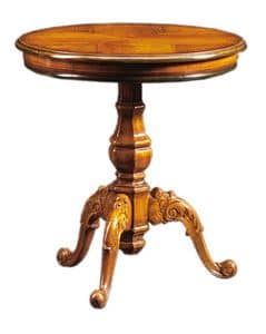 Filiberto FA.0115, Round coffee table in handmade wood, baroque stile