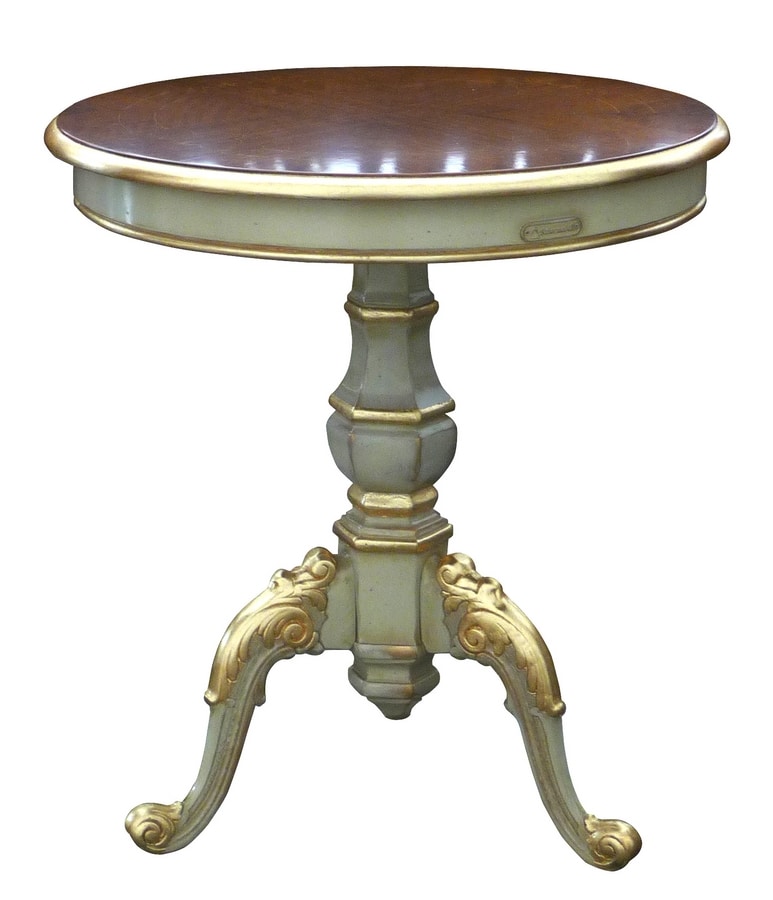 Filiberto FA.0115, Round coffee table in handmade wood, baroque stile