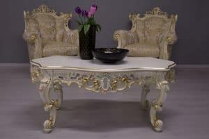 Finlandia Venetian Lacquered, Coffee table with carved wooden structure