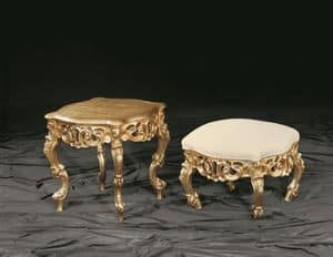 Finlandia gold, Baroque coffee table with wooden beech wood structure