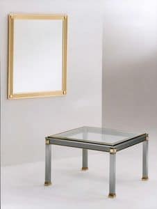 Firenze, Coffee table for room center made of steel, brass and glass
