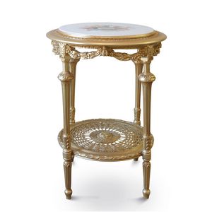 Ginepro, Wooden side table with round marble top