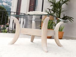 Ikarus Coffe table, Classic contemporary coffee table, in glass and wood