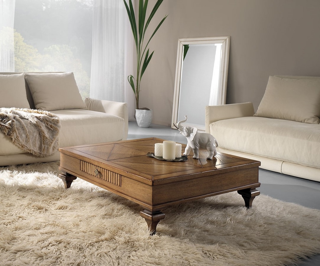 Inglese oak coffee table, Classic wooden coffee table