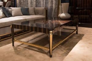 Jeremy Rectangular, Rectangular coffee table, veneer, for classics luxury living rooms