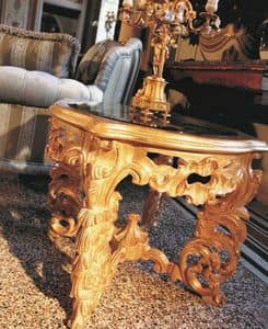 Opera small table, Little table for the center hall, carved, classic luxury style