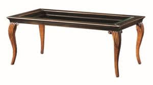 Raffaello FA.0134, Dec� coffee table in wood, glass top, classic style