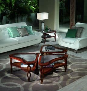 TL38 TL39 Quadrifoglio small table, Inlaid wood tables for luxury classic Villas