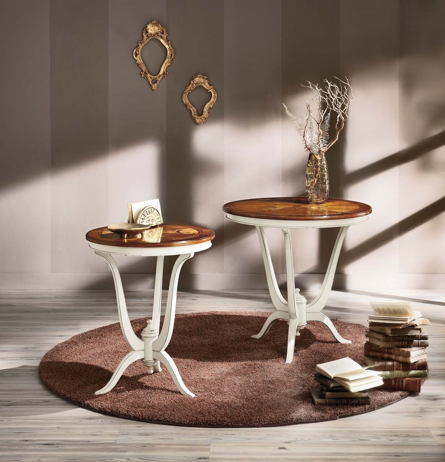 Vienna lamp holder, Round side tables with inlaid top
