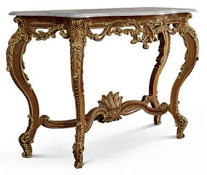 2579, Console with marble top, carved wood base