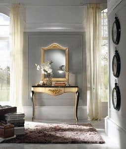Art. 094 CONSOLE WITH MIRROR, Console in solid wood, with gold leaf embellishments