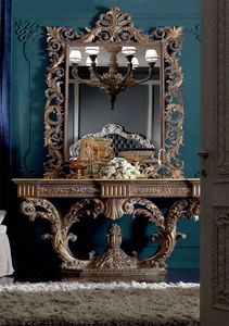 Barocchetto console, Baroque console full of carvings