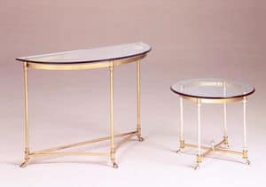 Como, Console in antique brass, tempered glass top