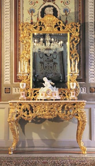 Opera console, Luxury classic console, hand carved by Italian master craftsmen