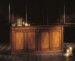 3500, Sideboard with 4 doors and 2 drawers, veneered with walnut and ash, for environments in classic style